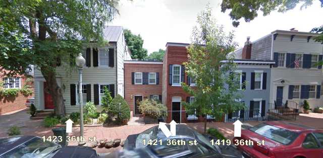 Daniel Kane houses 1419, 1421 and 1423 36th St NW, Georgetown, Washington D.C.